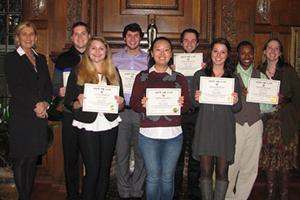 Initiates of the 2015 class of Delta Phi Alpha at the induction ceremony