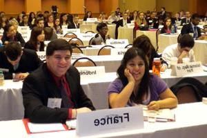 students at a Model UN event